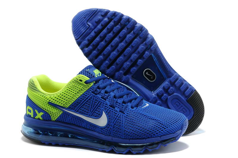 Nike Air Max 2013 Chaussures Hommes Kpu Bleue Fluorescente Verte